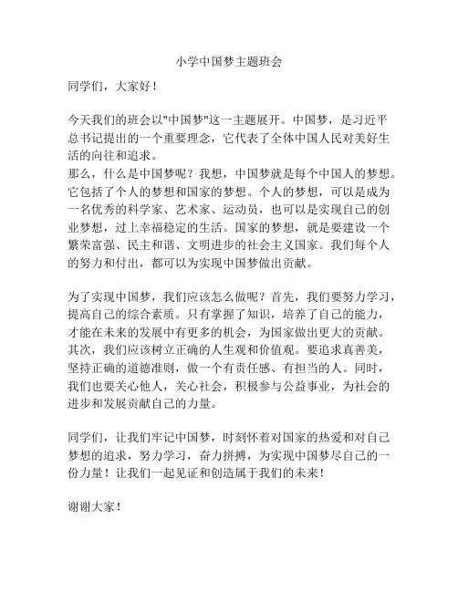 小学中国梦主题班会