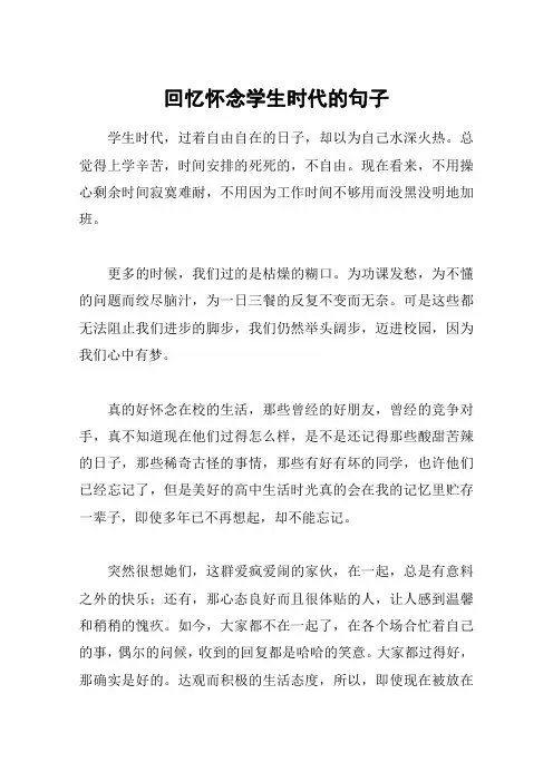 回忆怀念学生时代的句子