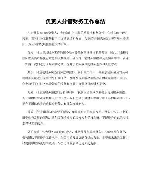 负责人分管财务工作总结