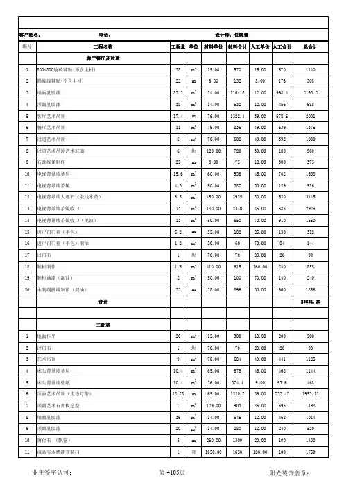 装修预算报表