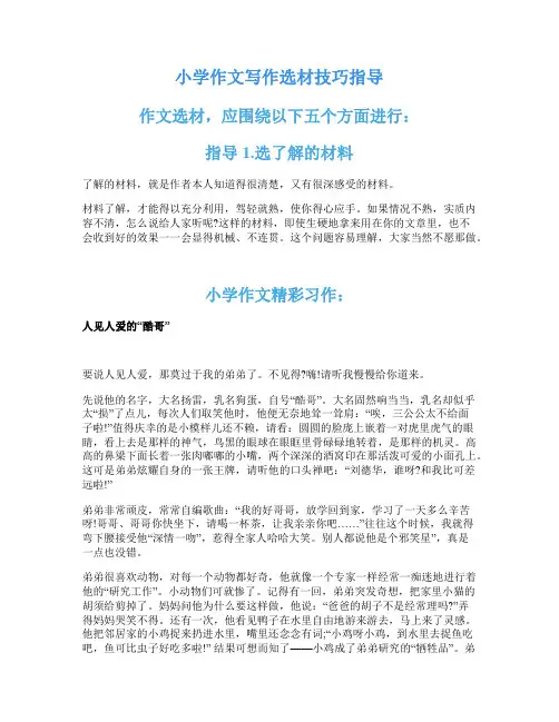 小学作文写作选材技巧指导