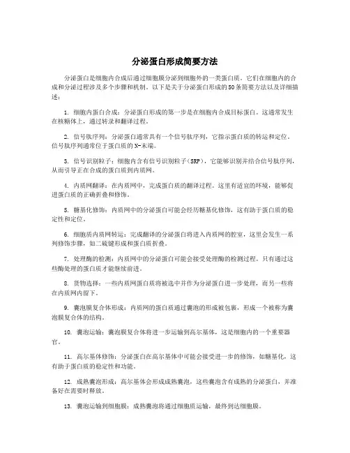分泌蛋白形成简要方法