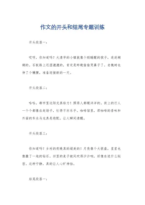 作文的开头和结尾专题训练