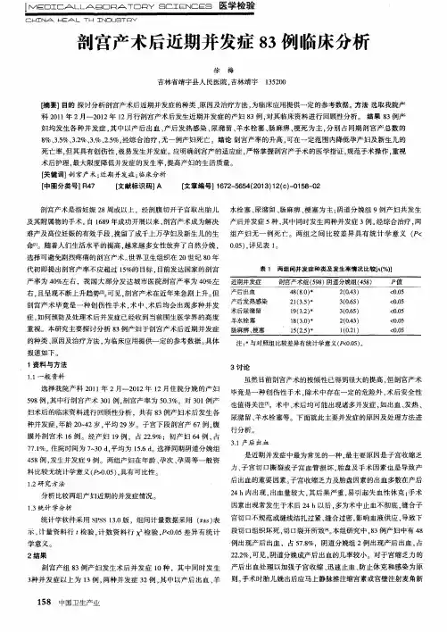 剖宫产术后近期并发症83例临床分析