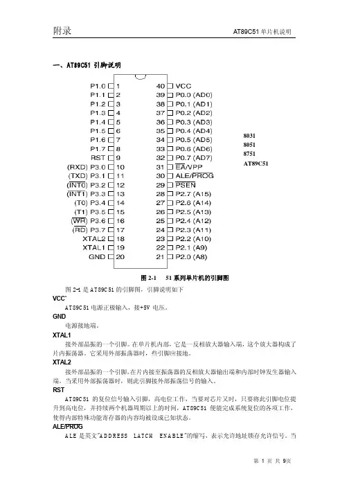 AT89C51单片机说明