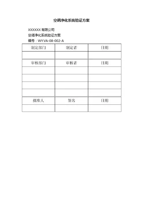 空调净化系统验证方案