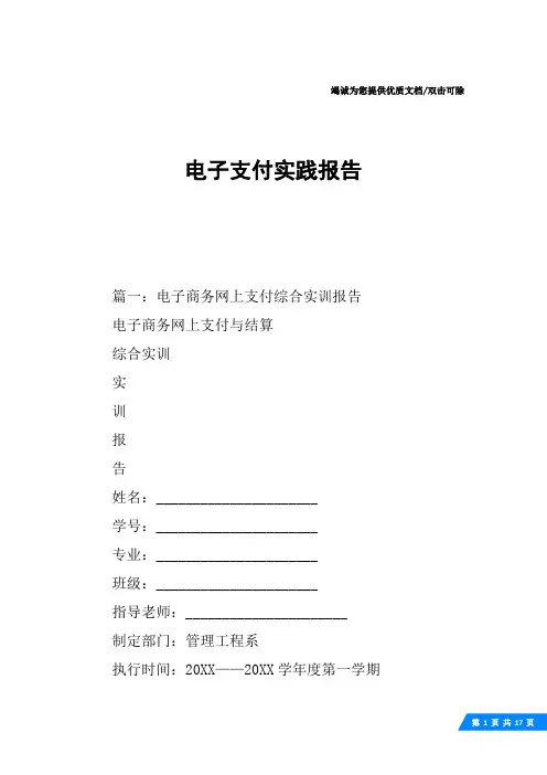 电子支付实践报告
