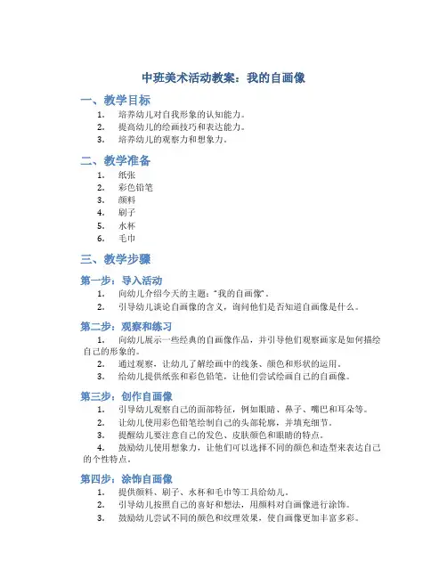 中班美术活动教案：我的自画像