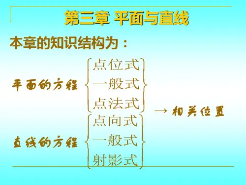 《解析几何》(第四版)吕林根 许子道 编第3章平面与空间直线3.1平面的方程