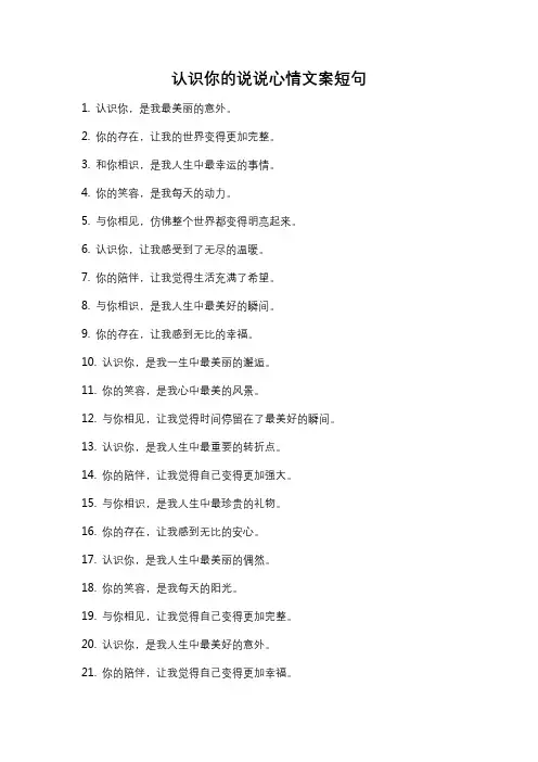 认识你的说说心情文案短句