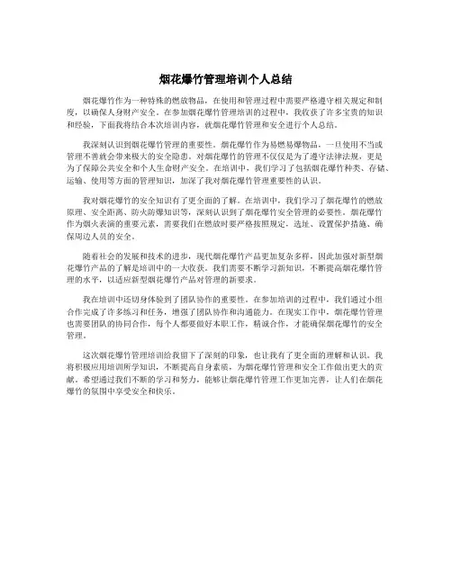 烟花爆竹管理培训个人总结