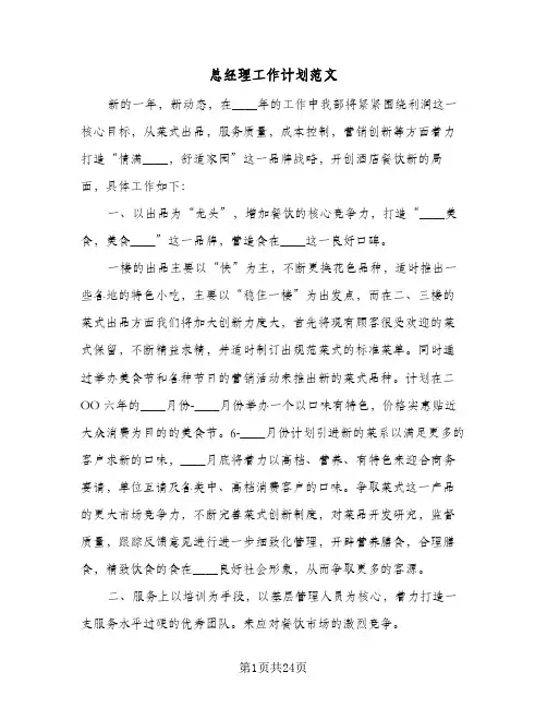 2024年总经理工作计划范文（6篇）