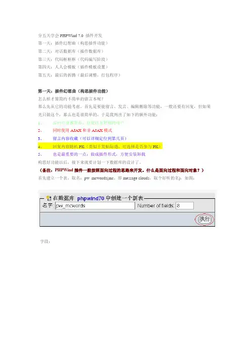 5天学会PHPWind 7.0 插件开发