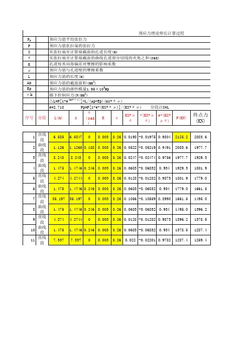 钢绞线伸长量计算公式
