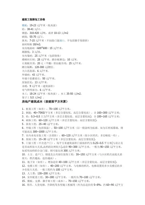 建筑工程清包工价格