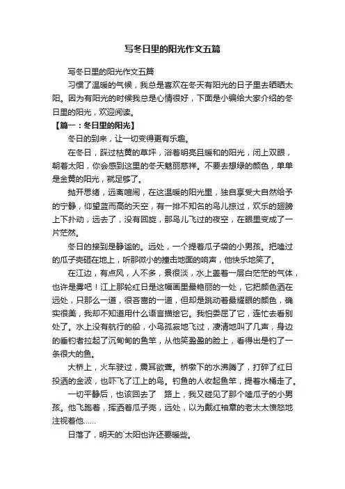 写冬日里的阳光作文五篇