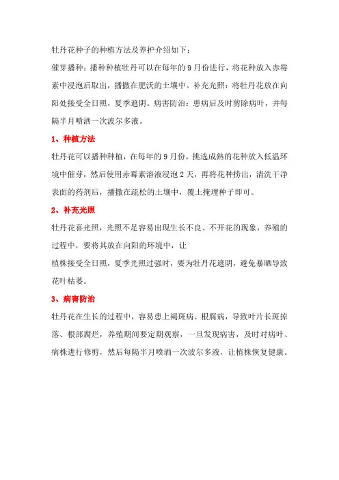 牡丹花种子的种植方法及养护