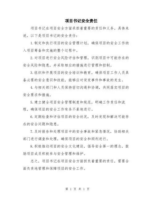 项目书记安全责任