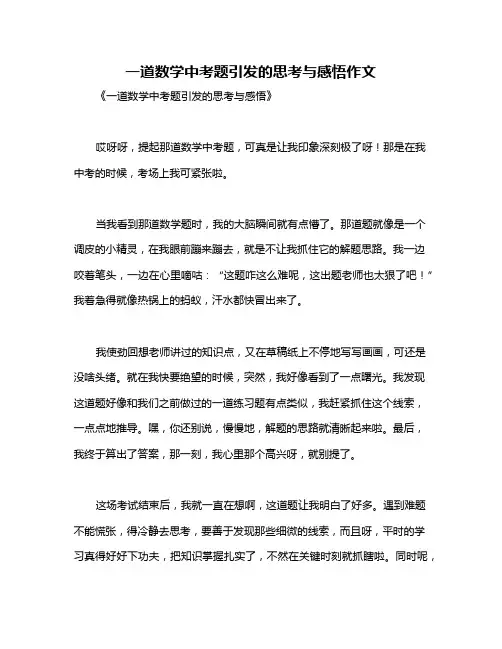 一道数学中考题引发的思考与感悟作文