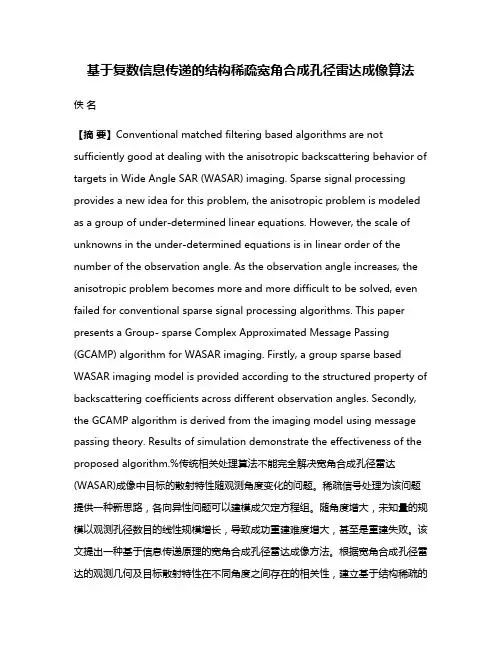 基于复数信息传递的结构稀疏宽角合成孔径雷达成像算法