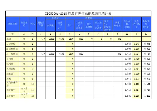 ISO50001-2018能源管理体系能源消耗统计表
