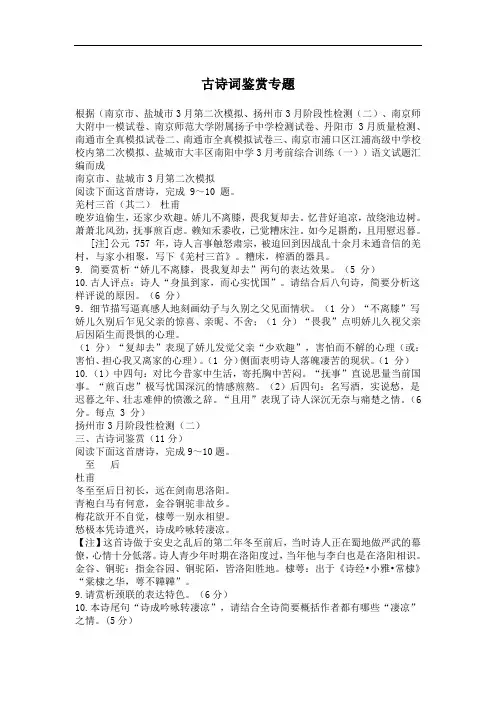 2020年高考语文古诗词鉴赏专题(含答案)