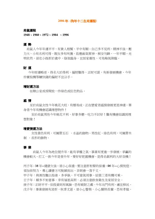 2006年运程全知道
