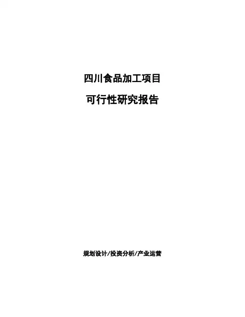 四川食品加工项目可行性研究报告