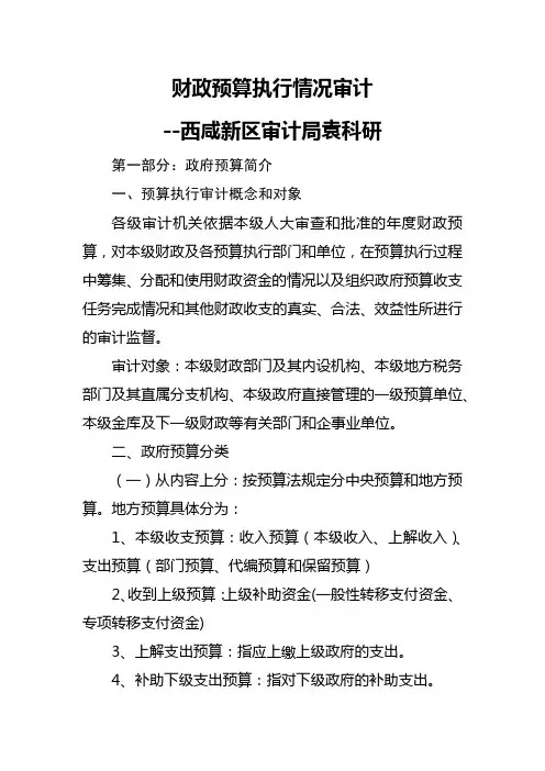 财政预算执行情况审计