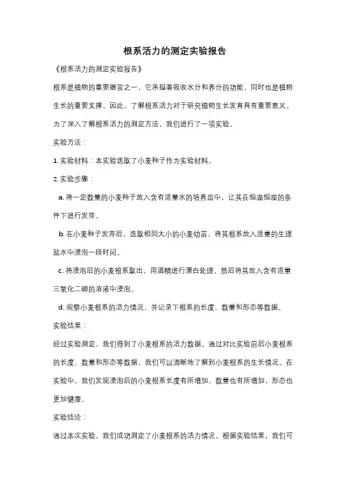 根系活力的测定实验报告