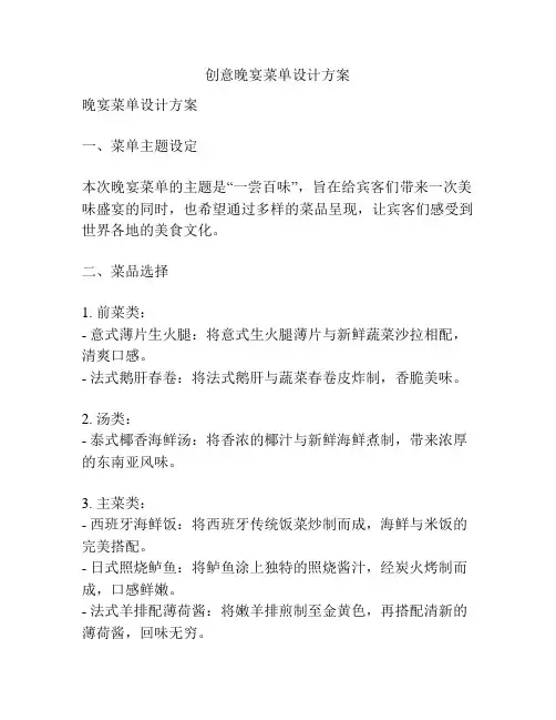 创意晚宴菜单设计方案
