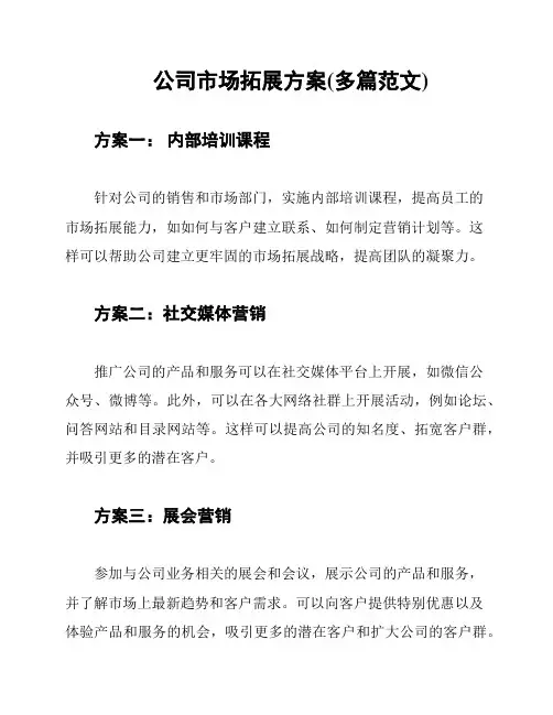 公司市场拓展方案(多篇范文)