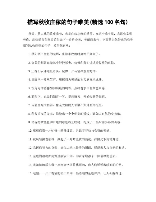 描写秋收庄稼的句子唯美(精选100句)