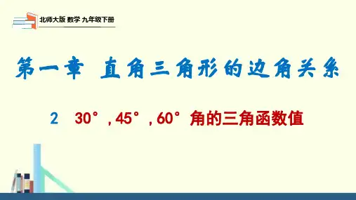 北师大版九年级数学下册课件 1.2 30°,45°,60°角的三角函数值