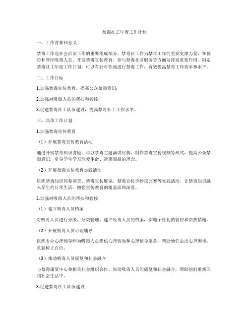 禁毒社工年度工作计划