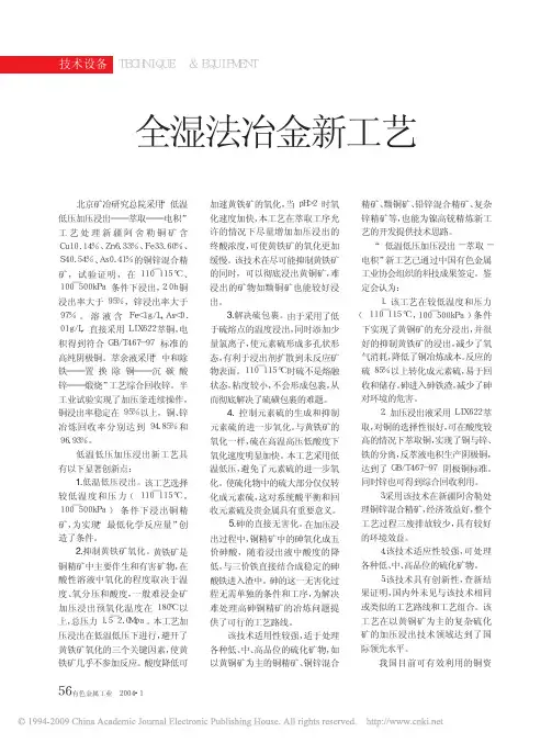 全湿法冶金新工艺