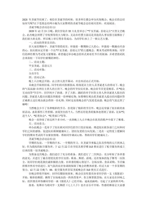 圣诞节晚会活动总结.docx