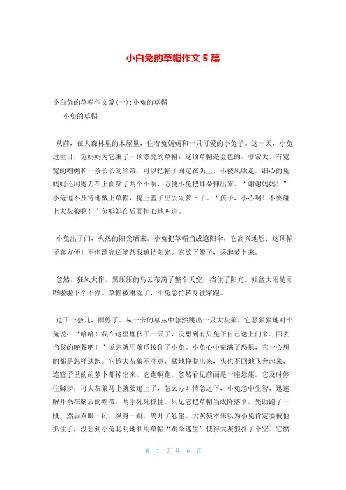 小白兔的草帽作文5篇