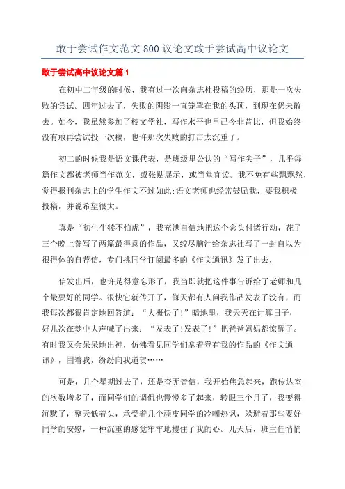 敢于尝试作文范文800议论文敢于尝试高中议论文