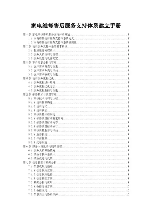 家电维修售后服务支持体系建立手册