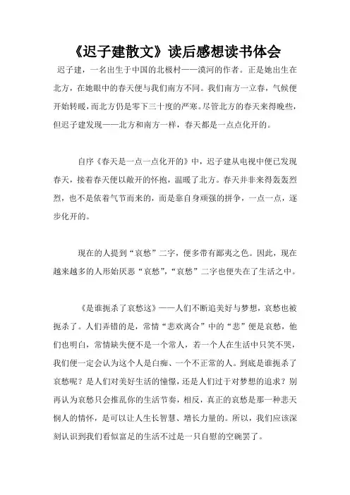《迟子建散文》读后感想读书体会