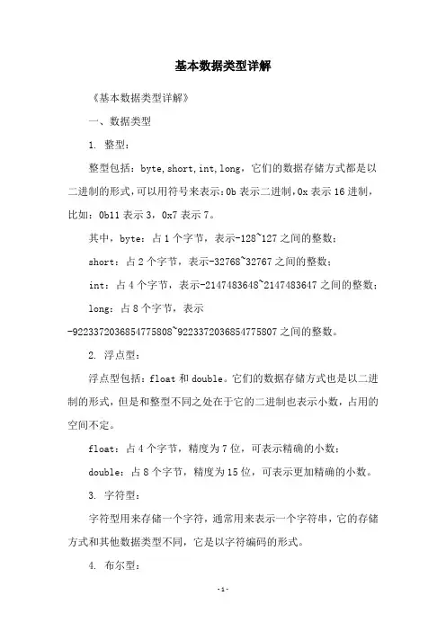 基本数据类型详解