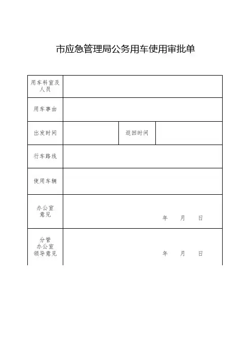 应急管理局公务用车使用审批单