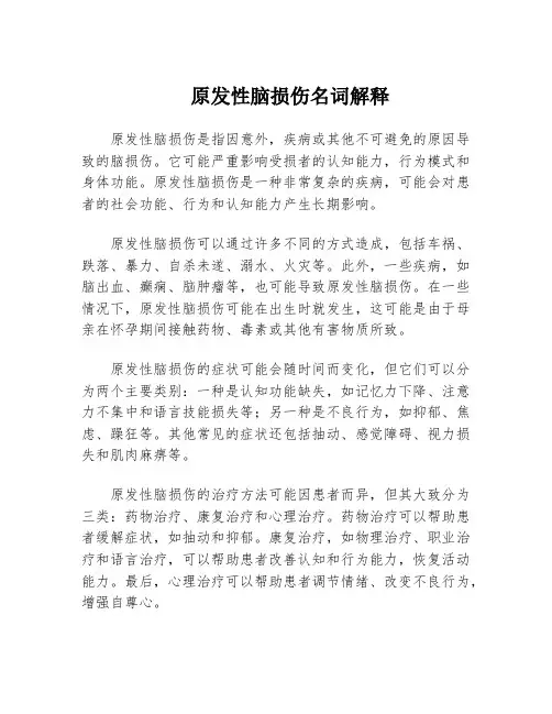 原发性脑损伤名词解释