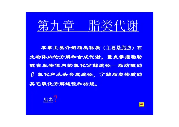 第九章 脂类代谢