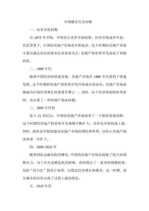 中国楼市历史回顾