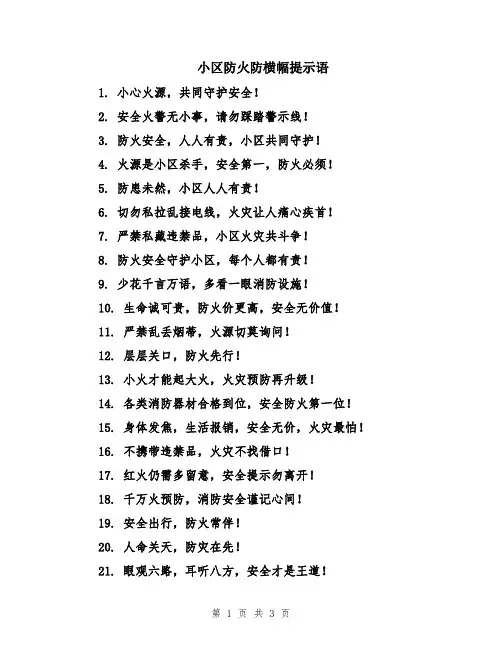 小区防火防横幅提示语