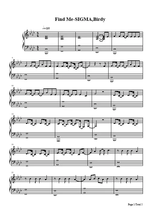 Find Me钢琴谱五线谱 完整版原版