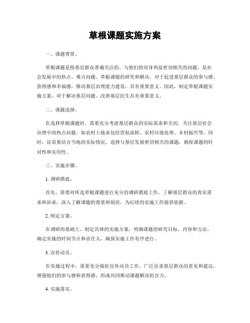 草根课题实施方案