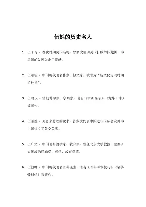 伍姓的历史名人